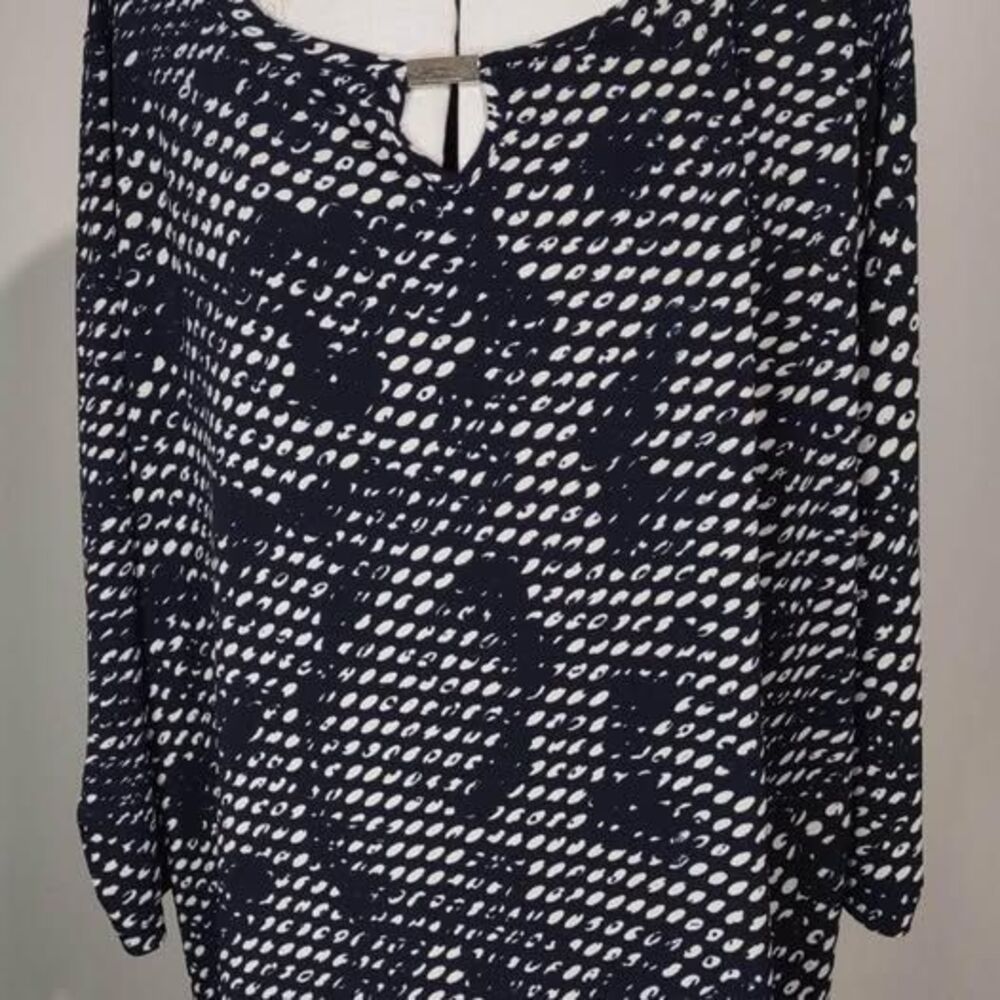 2X NWT 22/24W Cato Long Sleeve Black & White Blouse C5450